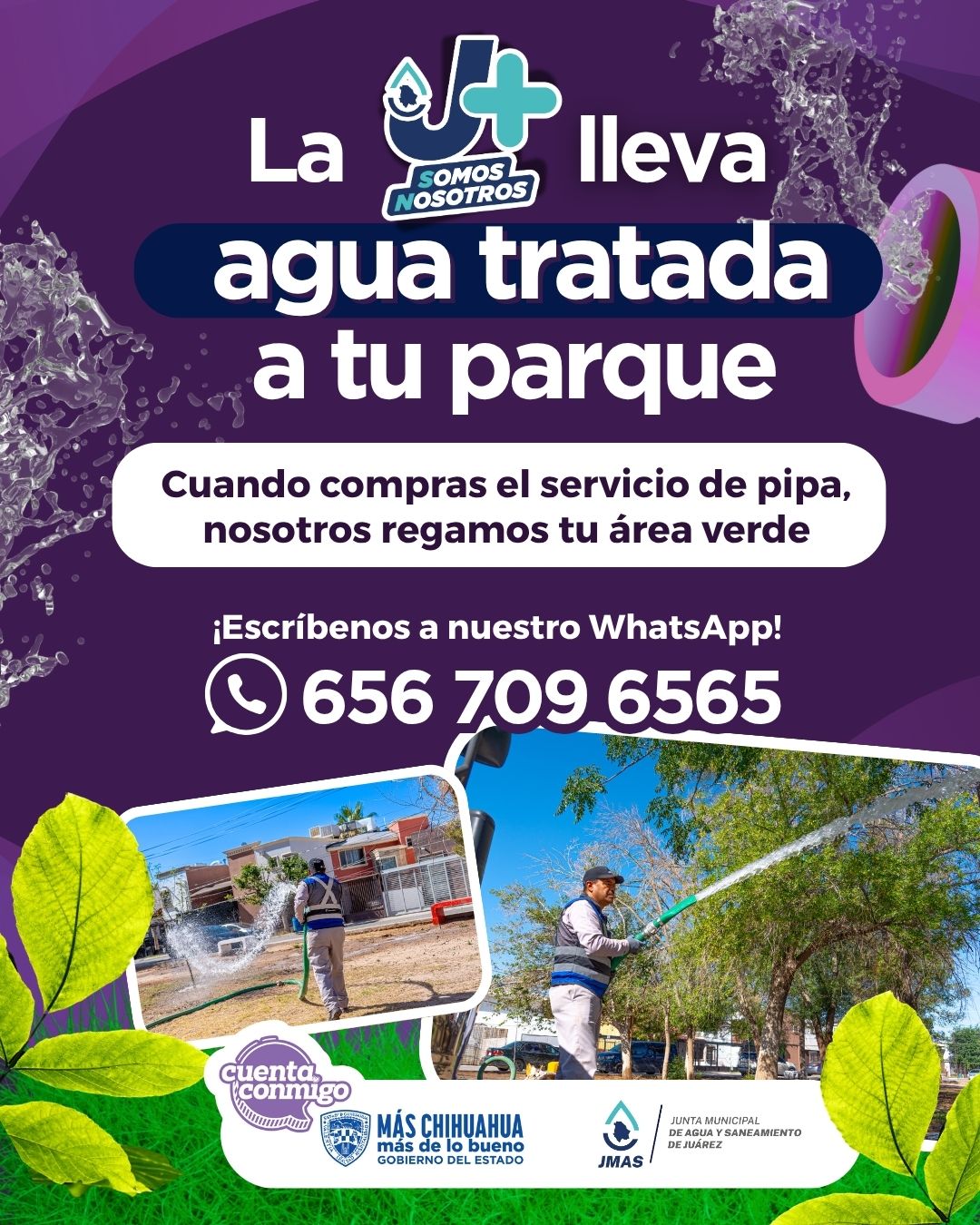 *LA J+ TE LLEVA EL AGUA TRATADA PARA QUE RIEGUES TU PARQUE*