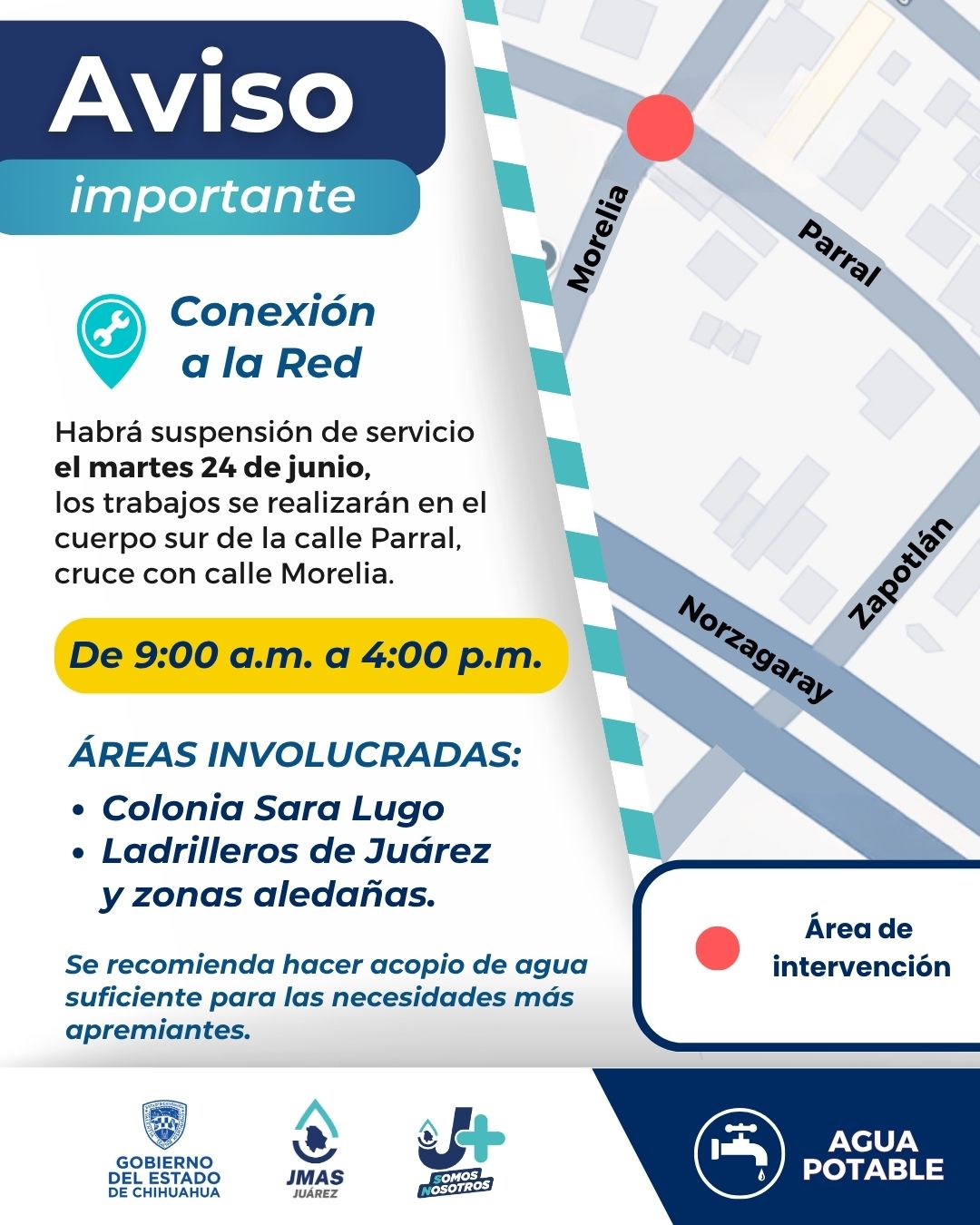 *LA J+ CAMBIARÁ DOS VÁLVULAS ESTE MARTES, HABRÁ SUSPENSIÓN TEMPORAL DEL SERVICIO