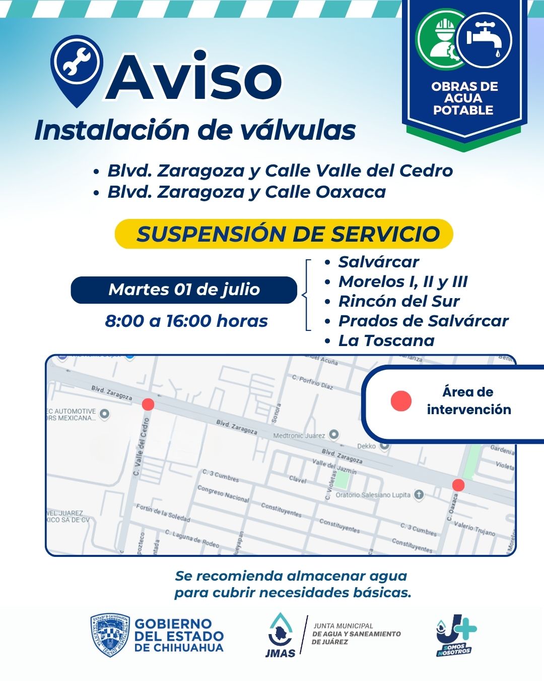 *LA J+ SUSTITUIRÁ VÁLVULAS EN COLONIA SALVÁRCAR PARA BENEFICIO DE MÁS DE 3 MIL FAMILIAS*