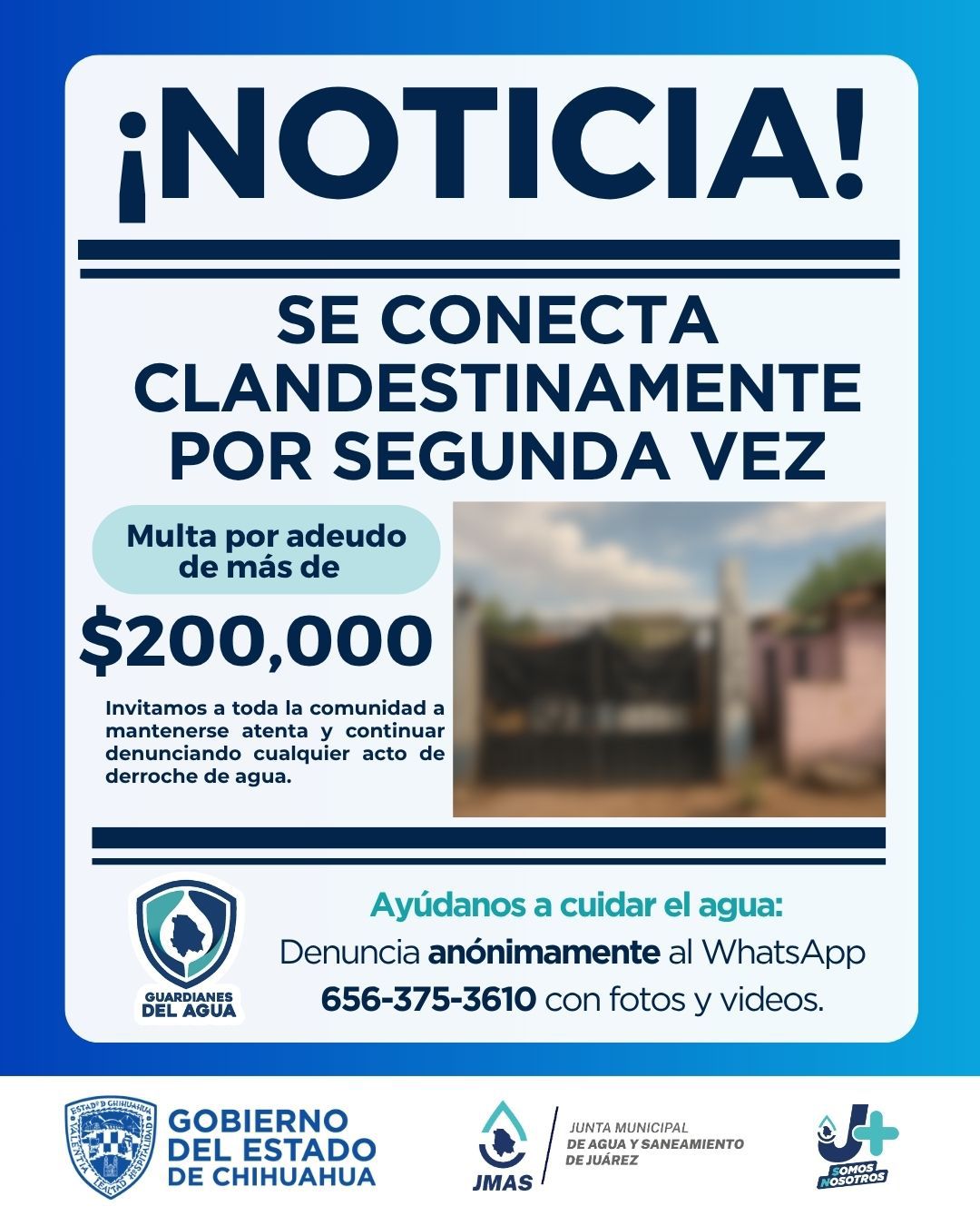 *REINCIDEN EN TOMA CLANDESTINA POR ADEUDO DE MÁS DE 200 MIL PESOS*