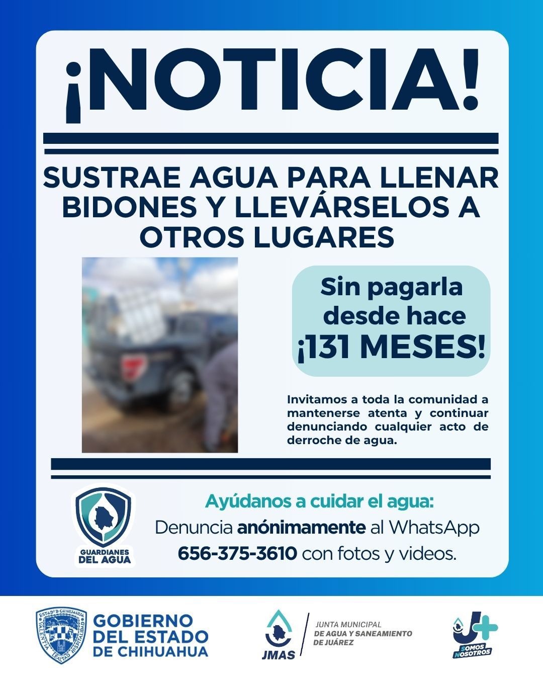 *SUSTRAÍA EL AGUA PARA LLENAR BIDONES Y LLEVÁRSELOS A OTROS LUGARES*