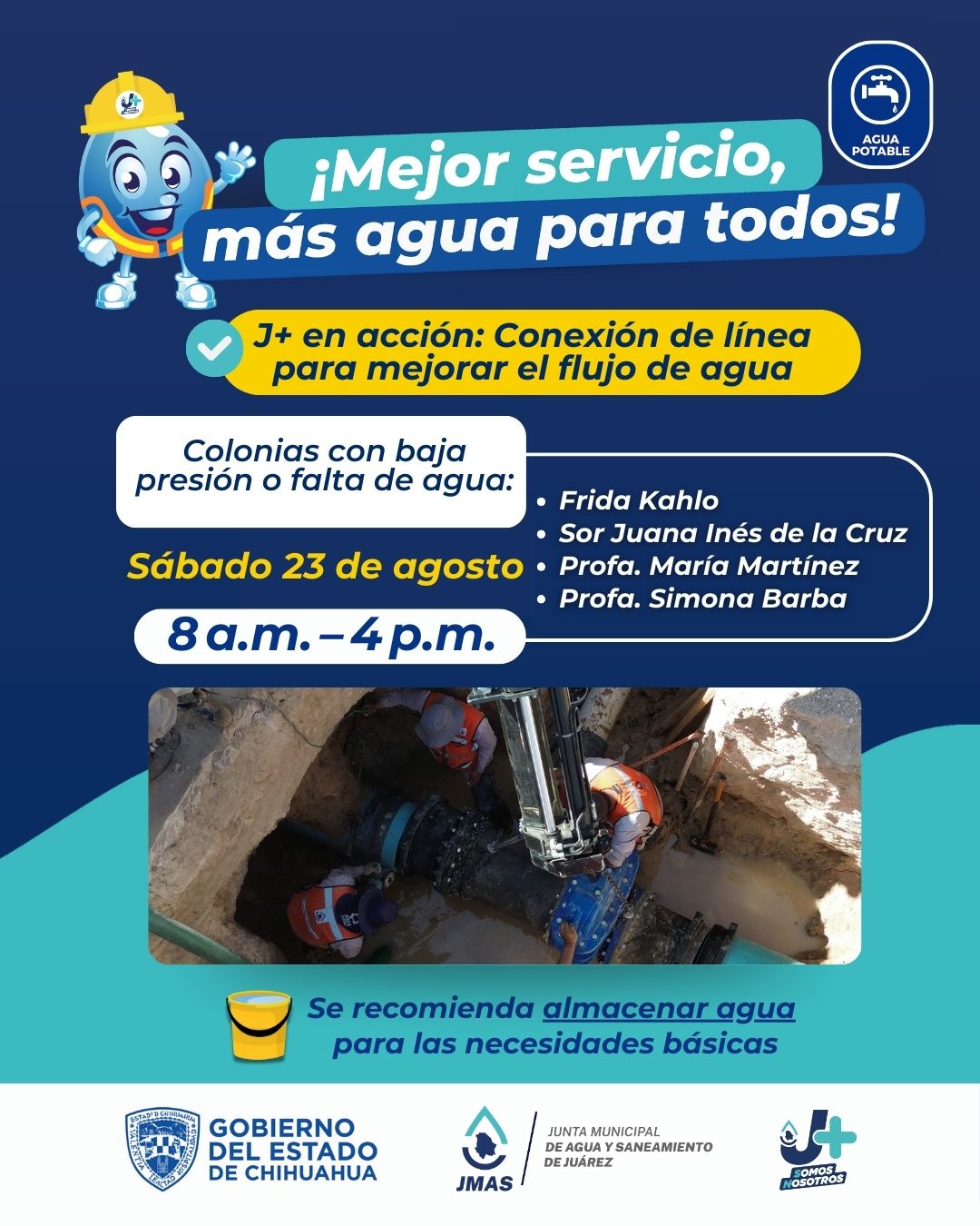 “REALIZARÁ LA J+ TRABAJOS DE CONEXIÓN DE LÍNEA DE AGUA POTABLE EN COLONIA FRIDA KAHLO”*