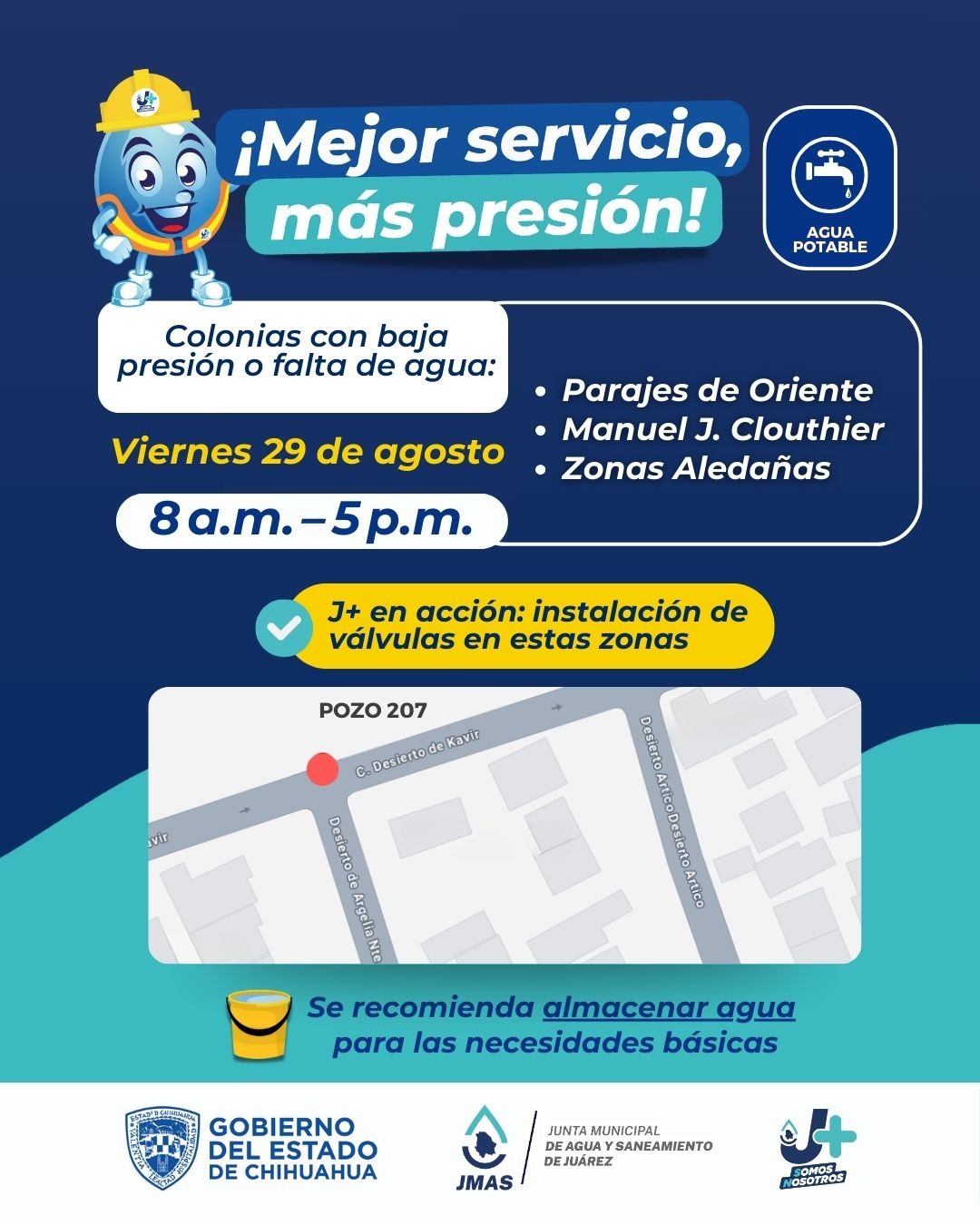 INSTALARÁ LA J+ 2 VÁLVULAS EN PARAJES DE ORIENTE