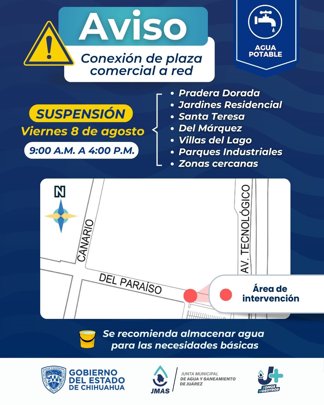CONECTARÁ J+ UNA PLAZA COMERCIAL A LA RED GENERAL DE AGUA POTABLE