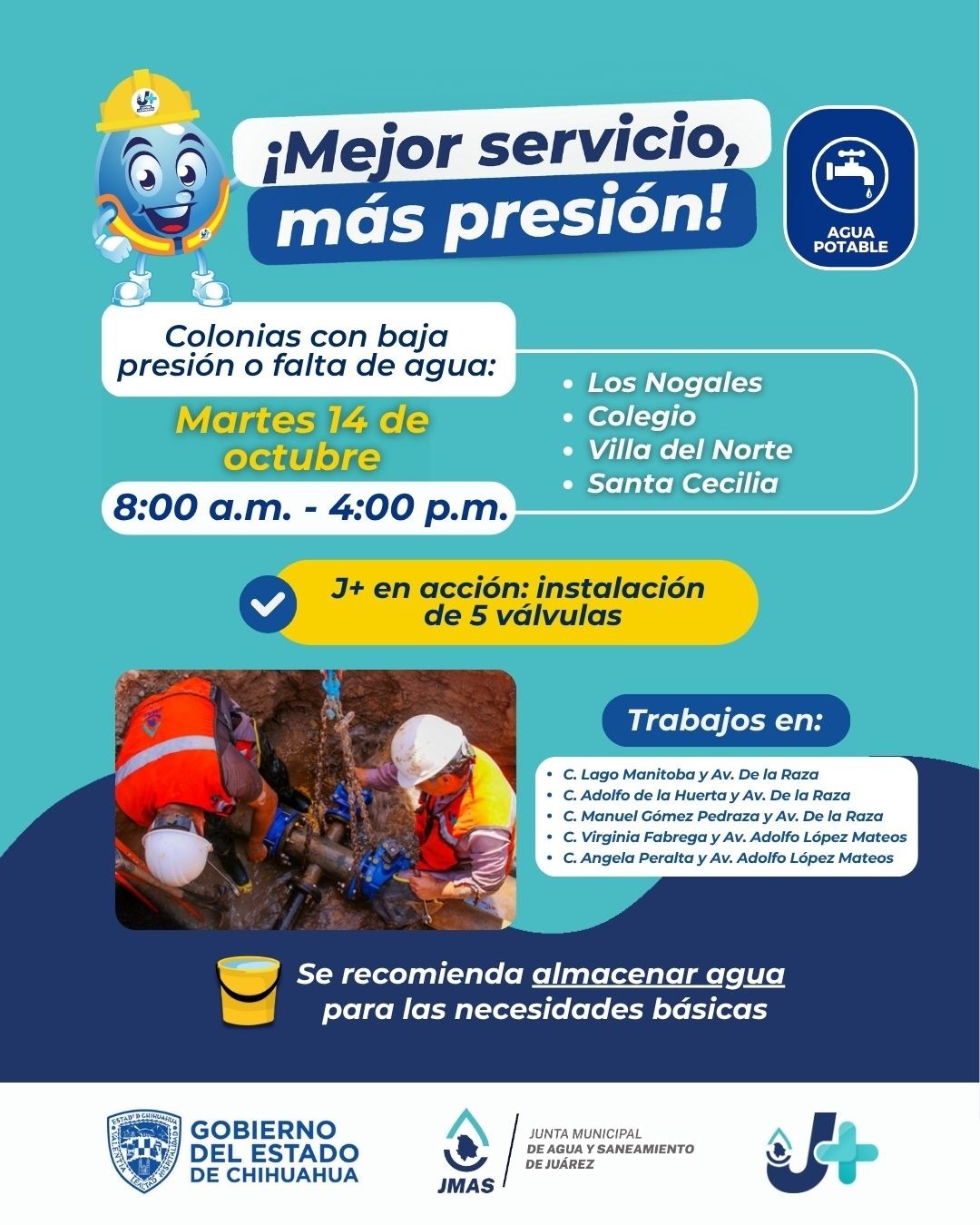 INSTALARÁ LA J+ CINCO VÁLVULAS NUEVAS COMO PARTE DEL PROGRAMA DE SECTORIZACIÓN*