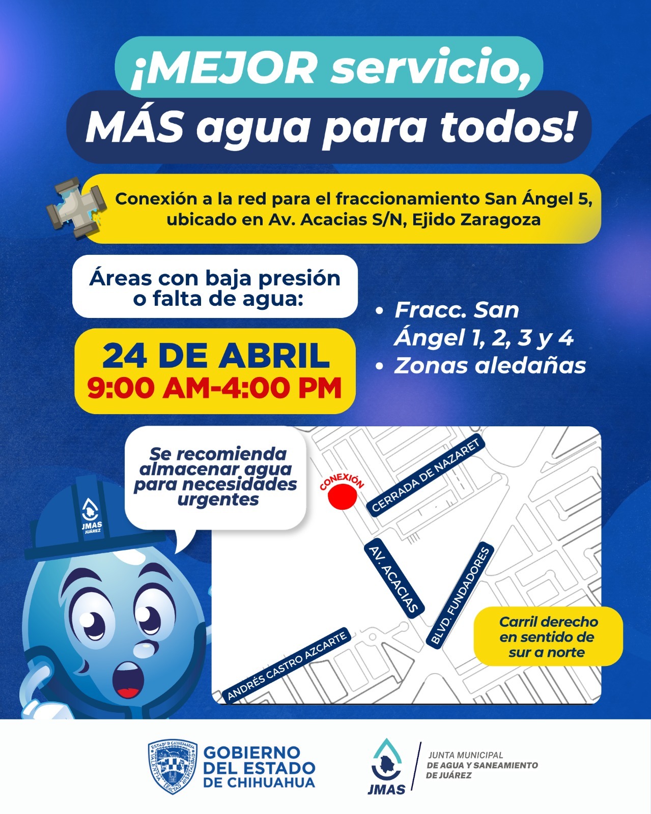 CONECTARÁ JMAS FRACCIONAMIENTO A LA RED GENERAL DE AGUA POTABLE EN EJIDO ZARAGOZA