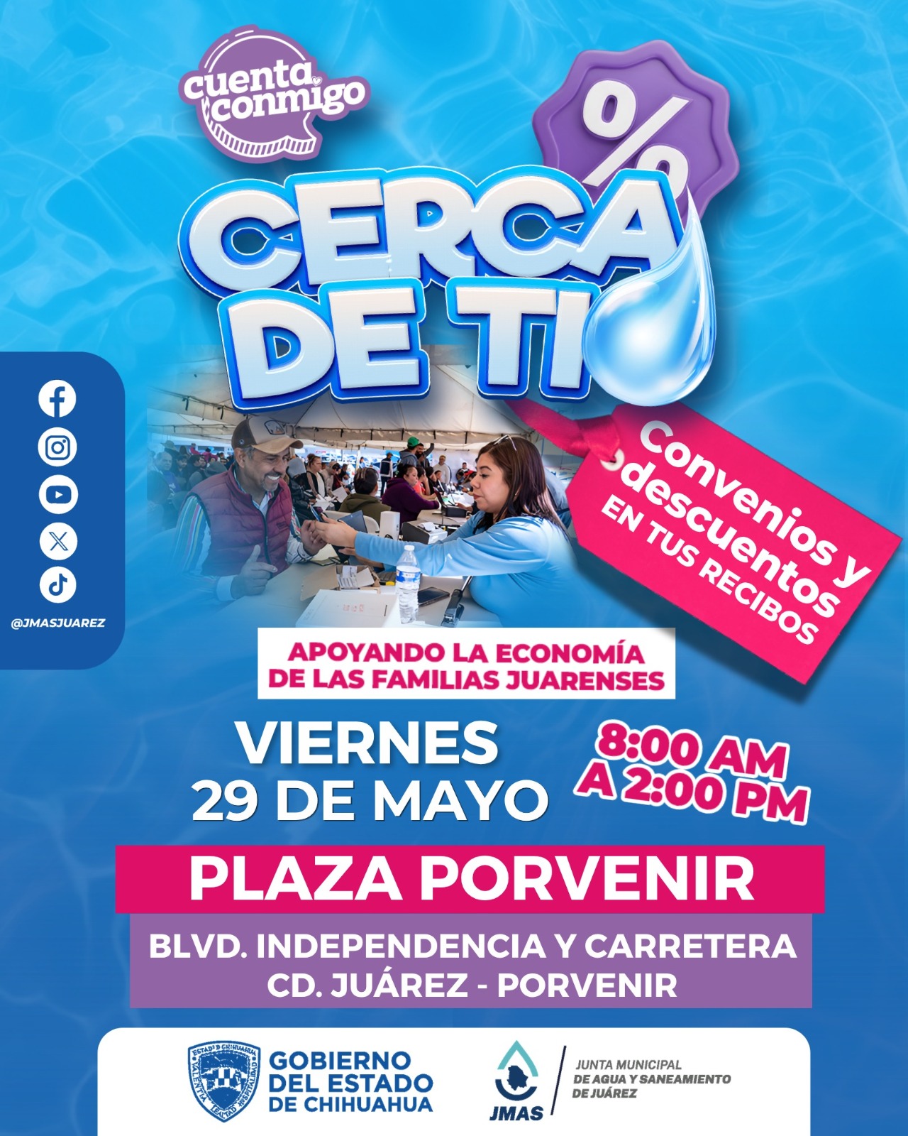 Acercará JMAS programa “Cerca de ti” al Porvenir con servicios y descuentos para los juarenses.