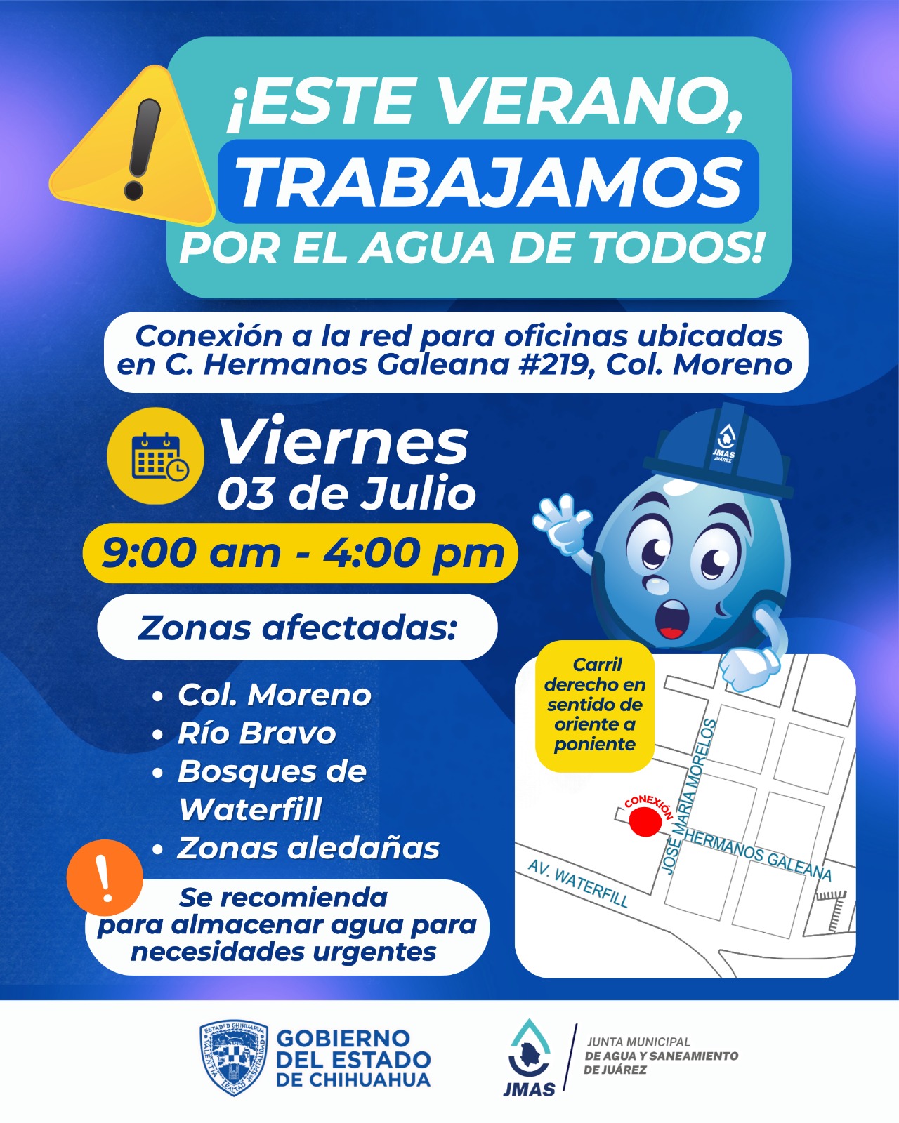 Instalará JMAS conexión a la red general de agua potable en la colonia Moreno.