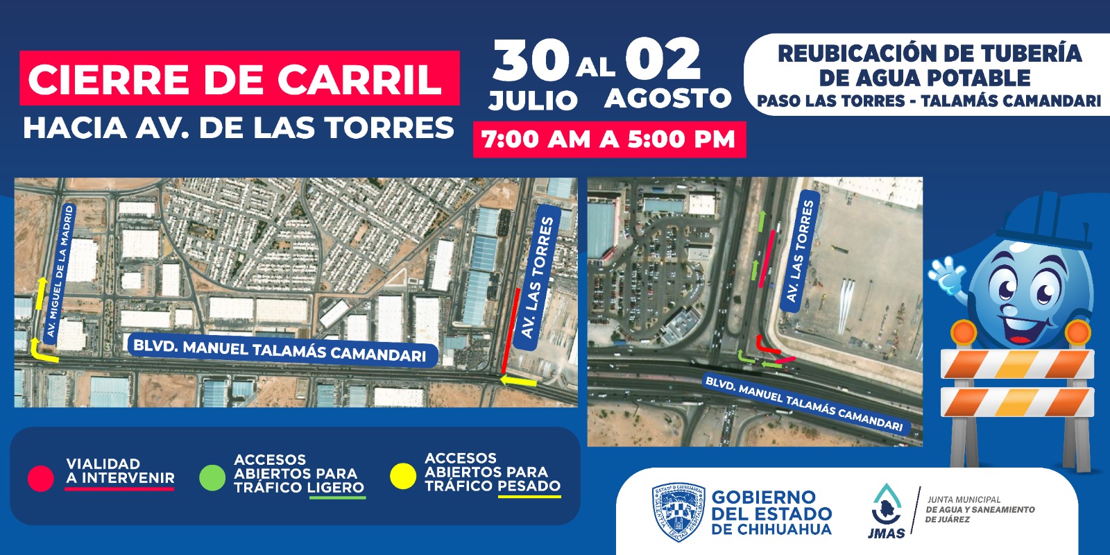 Iniciará JMAS trabajos para desviar línea de agua potable por construcción del puente Paso Las Torres-Talamás Camandari.