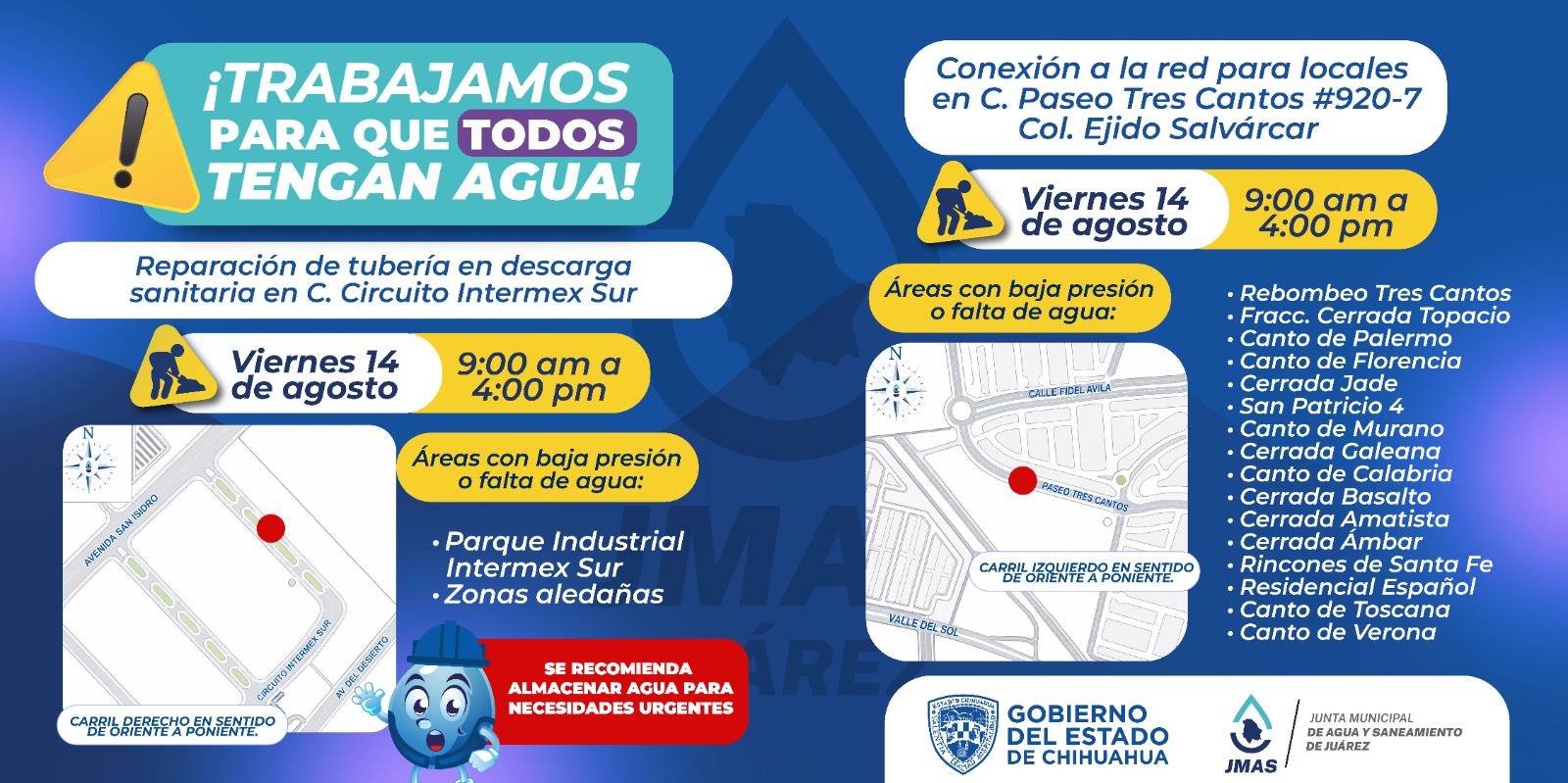 Trabajará JMAS en conexión a la red agua potable y reparación de descarga sanitaria.