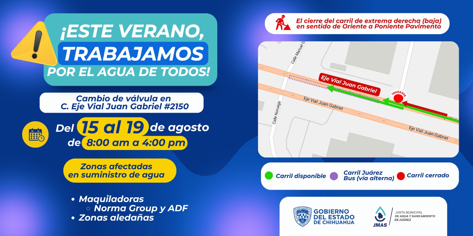 Realizará JMAS reposición de válvula sobre Eje Vial Juan Gabriel.*