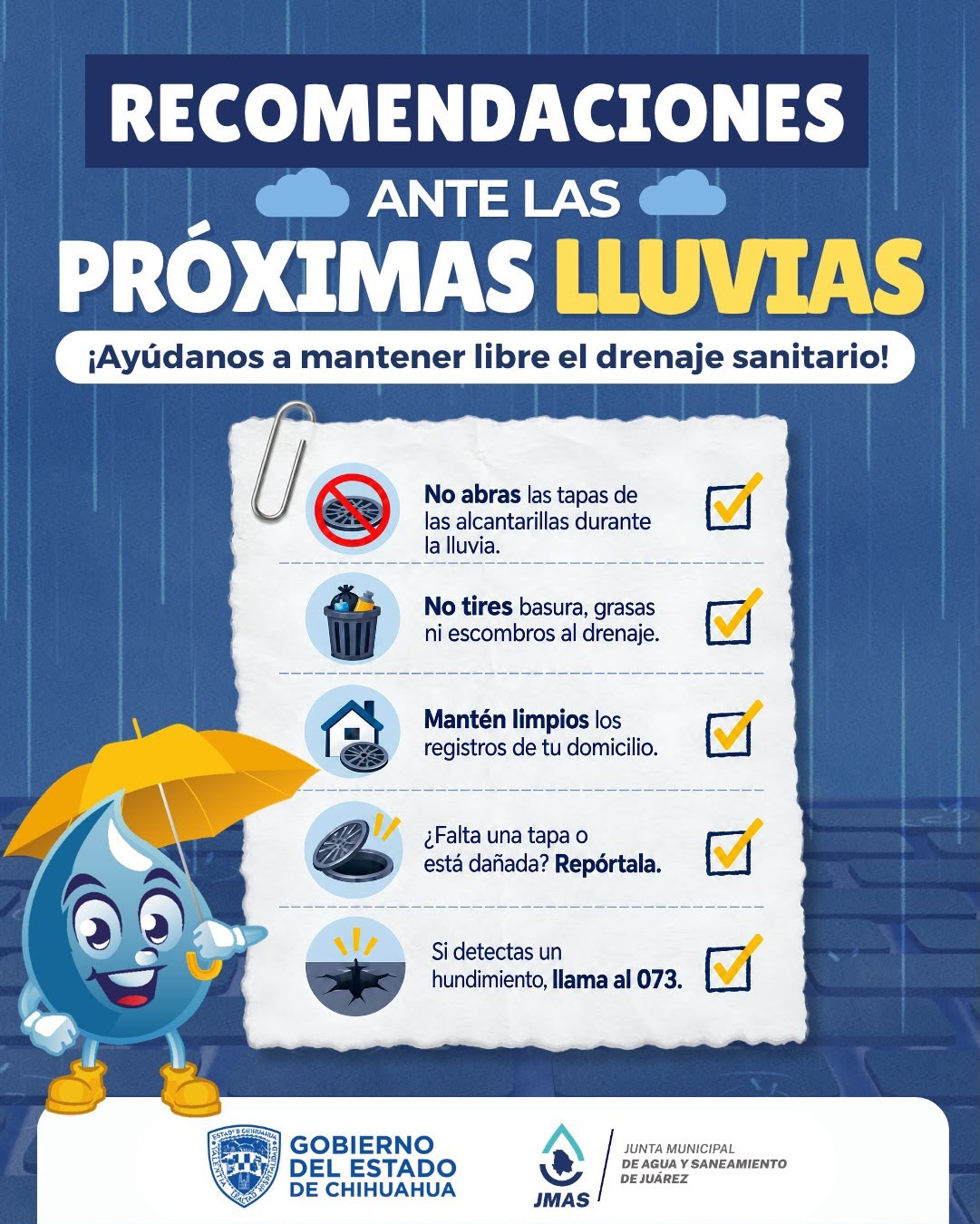 JMAS EMITE RECOMENDACIONES ANTE LAS PRÓXIMAS LLUVIAS*