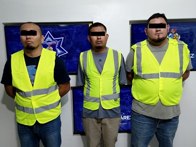 Agentes municipales detienen a tres sujetos por el delito de robo a casa habitación