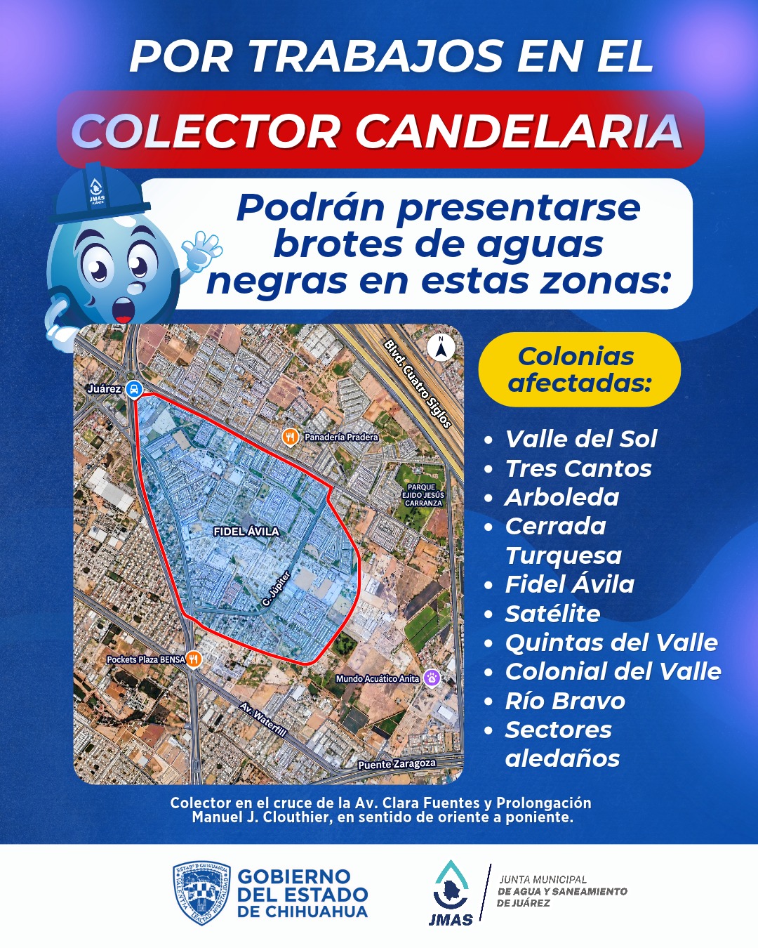 Realiza JMAS trabajos de reparación en el colector Candelaria.